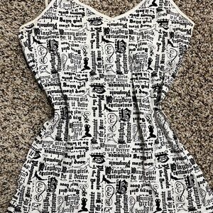 PLAYBOY Black and White Graphic Top